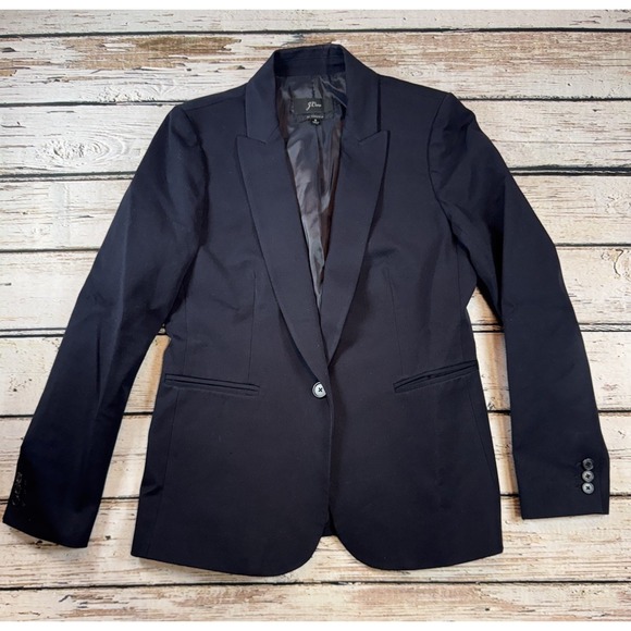 J. Crew Bi-Stretch Blazer Jacket Size 8 Womans Navy Blue One-Button Lined - Picture 2 of 10